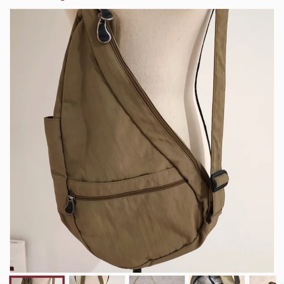 Ameribag Healthy Back Purse Multi Pocket Adjustable Strap Bag Khaki/Green - Picture 1 of 8
